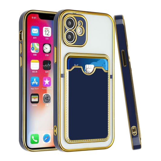 LuxuryKase Tpu Electroplated Phone Case With Card Holder For iPhone
