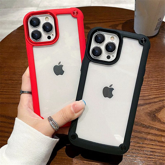 Luxurykase Clear Acrylic Metal Button Hard Case For Iphone