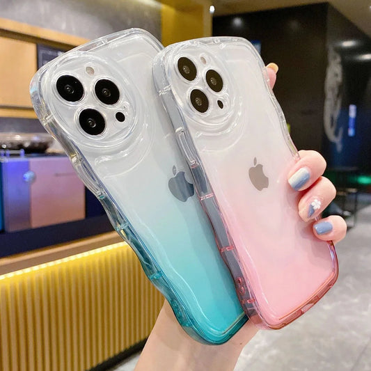 LuxuryKase LK095 Gradient Wave Edge Pattern Soft Case Cover For iPhone