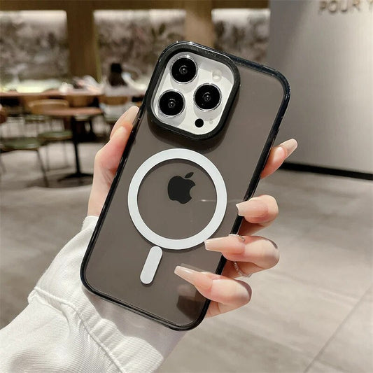 LuxuryKase LK087 Clear Fluorescent Magnetic Mag-safe Wireless Charging Bumper Case for iPhone