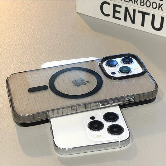 LuxuryKase Clear Honeycomb Texture Mag-Safe Case For iPhone