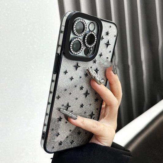 LuxuryKase LK097 Gradient Stars Glitter Transparent Case Cover For iPhone 11 12 13 14 15 Plus Pro Max