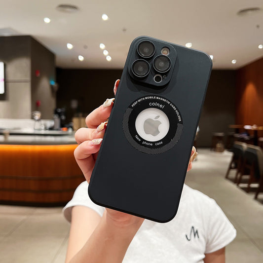 LuxuryKase Logo Cut Hard Case with Camera Lens Protector, Compatible with Mag-Safe, Wireless Charging, and Magnetic Attachments for iPhone 11 12 13 14 Plus Mini Pro Max