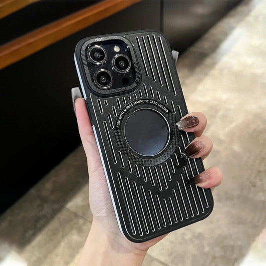 LuxuryKase LK094 Cooling Hollow Ultra Thin Metal Heat Dissipation Magnetic Mag-Safe Shockproof Case Cover For iPhone