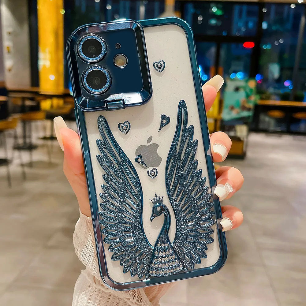 LuxuryKase LK123 Electroplate Diamond Angel Wings Glitter Clear Case For iPhone