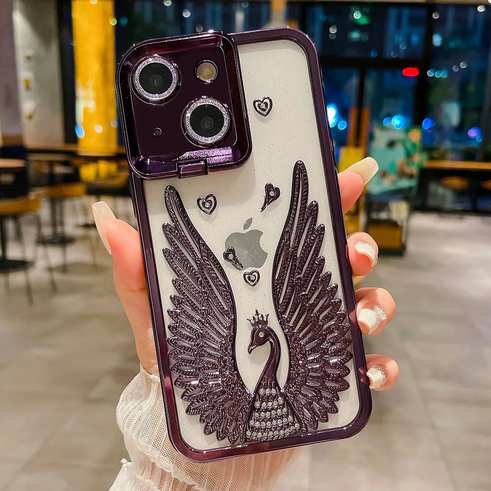 LuxuryKase LK123 Electroplate Diamond Angel Wings Glitter Clear Case For iPhone