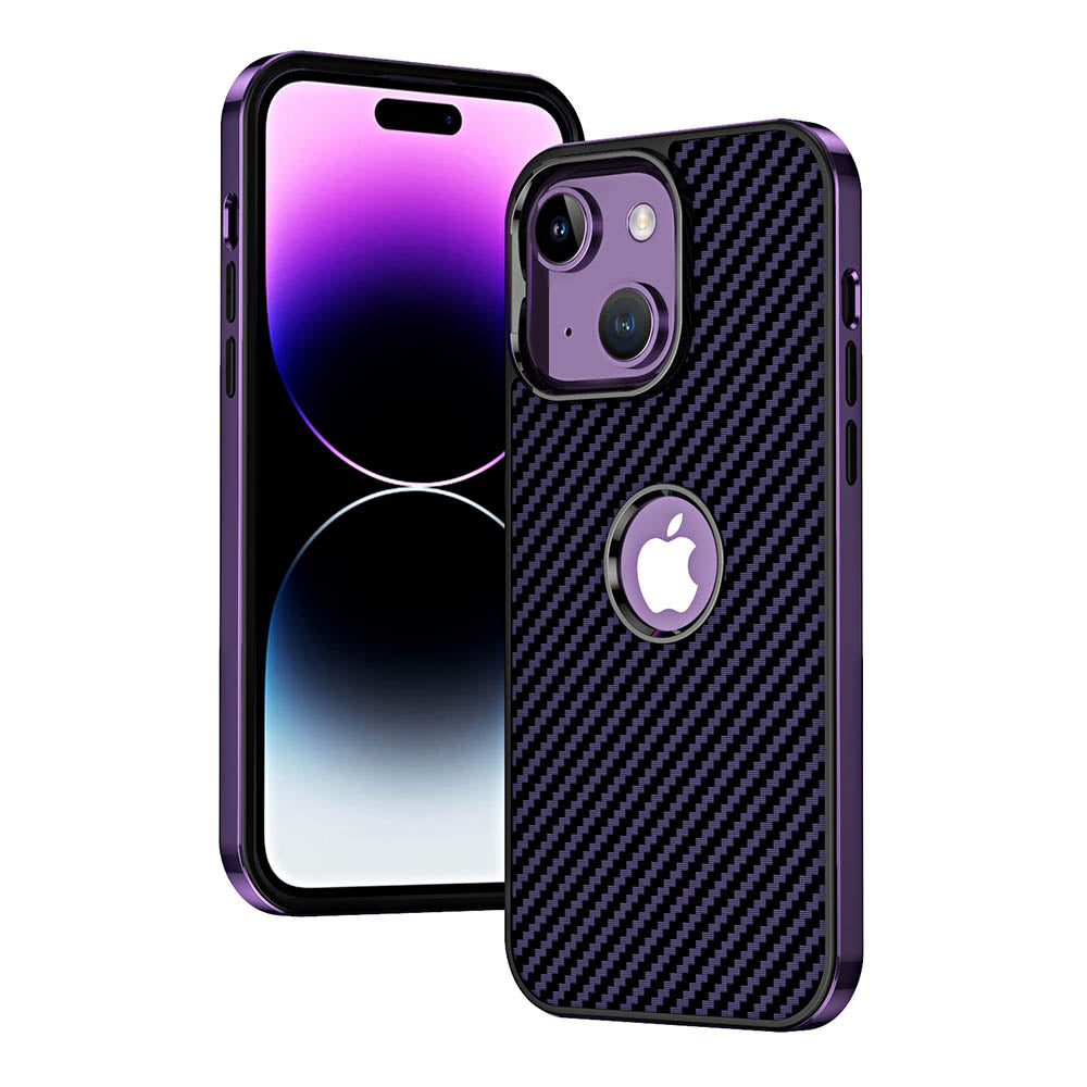 LuxuryKase Carbon Fiber Electroplated Shockproof Hybrid Hard Case for iPhone