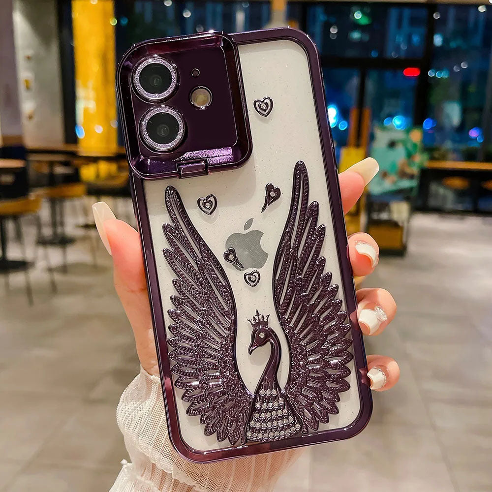 LuxuryKase LK123 Electroplate Diamond Angel Wings Glitter Clear Case For iPhone