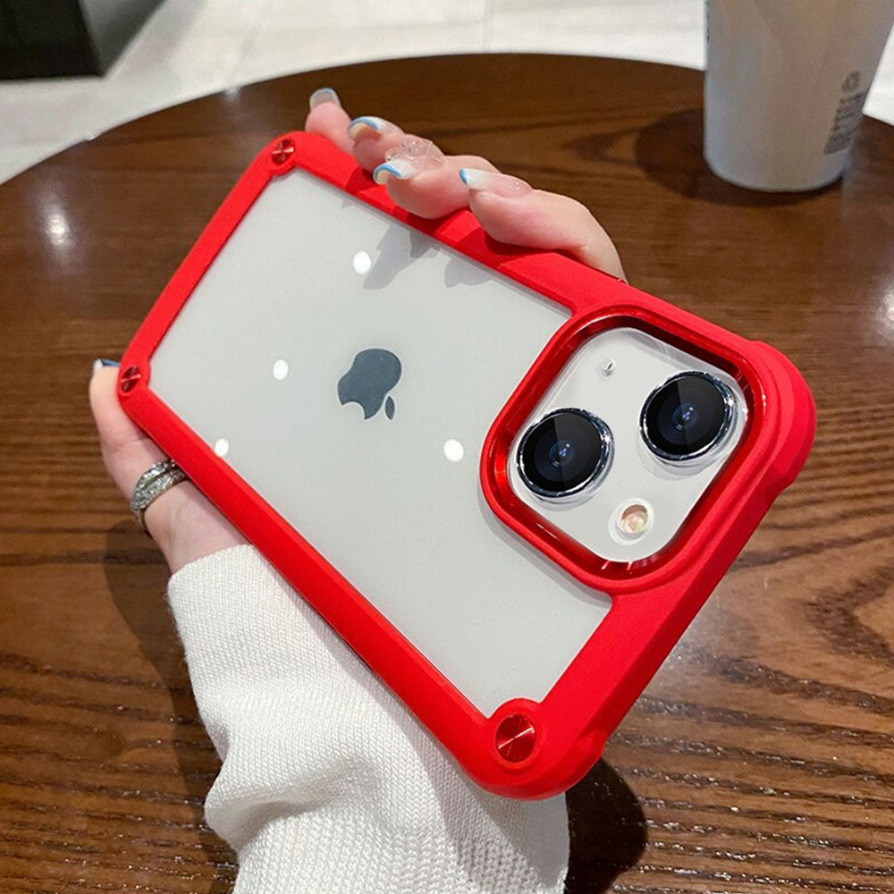 Luxurykase Clear Acrylic Metal Button Hard Case For Iphone