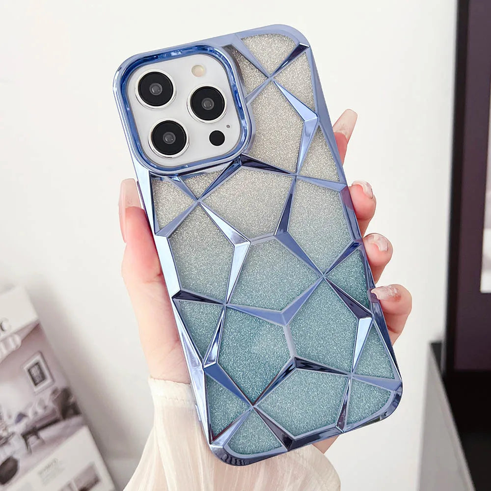 LuxuryKase LK079 Geometric Shape Diamond Mesh Pattern Case Cover for iPhone