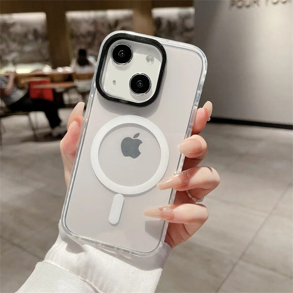 LuxuryKase LK087 Clear Fluorescent Magnetic Mag-safe Wireless Charging Bumper Case for iPhone