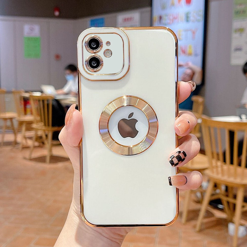 Luxury Gold Plated Logo Hole Phone Case For iPhone