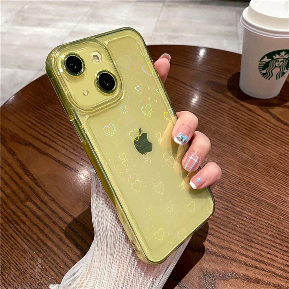 LuxuryKase LK121 3D Laser Glitter Love Heart Transparent Case For iPhone