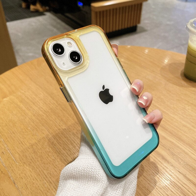 LuxuryKase Acrylic Shockproof Gradient Rainbow Color Bumper Case for Iphone
