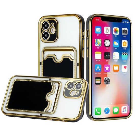 LuxuryKase Tpu Electroplated Phone Case With Card Holder For iPhone