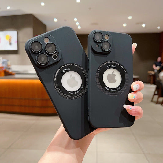 LuxuryKase Logo Cut Hard Case with Camera Lens Protector, Compatible with Mag-Safe, Wireless Charging, and Magnetic Attachments for iPhone 11 12 13 14 Plus Mini Pro Max