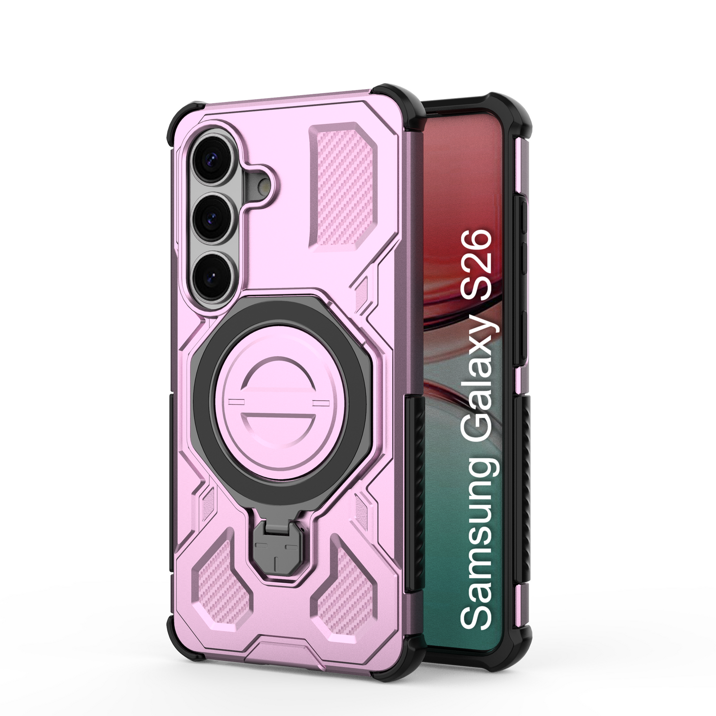 LuxuryKase Armour Ring Stand Case | 360° Rotating Kickstand | Heavy Duty Protection | Rugged Hybrid TPU+PC Design | Camera Protection | MagSafe Compatible For iPhone & Samsung Series