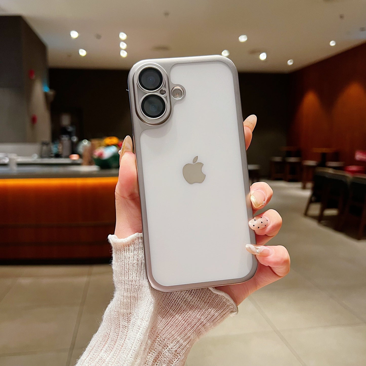 LuxuryKase Hybrid Frosted Clear Case | Matte Hard Back Cover | Metallic Frame | Shockproof Slim Design | Anti-Fingerprint | In-Built Camera Lens Protection For iPhone