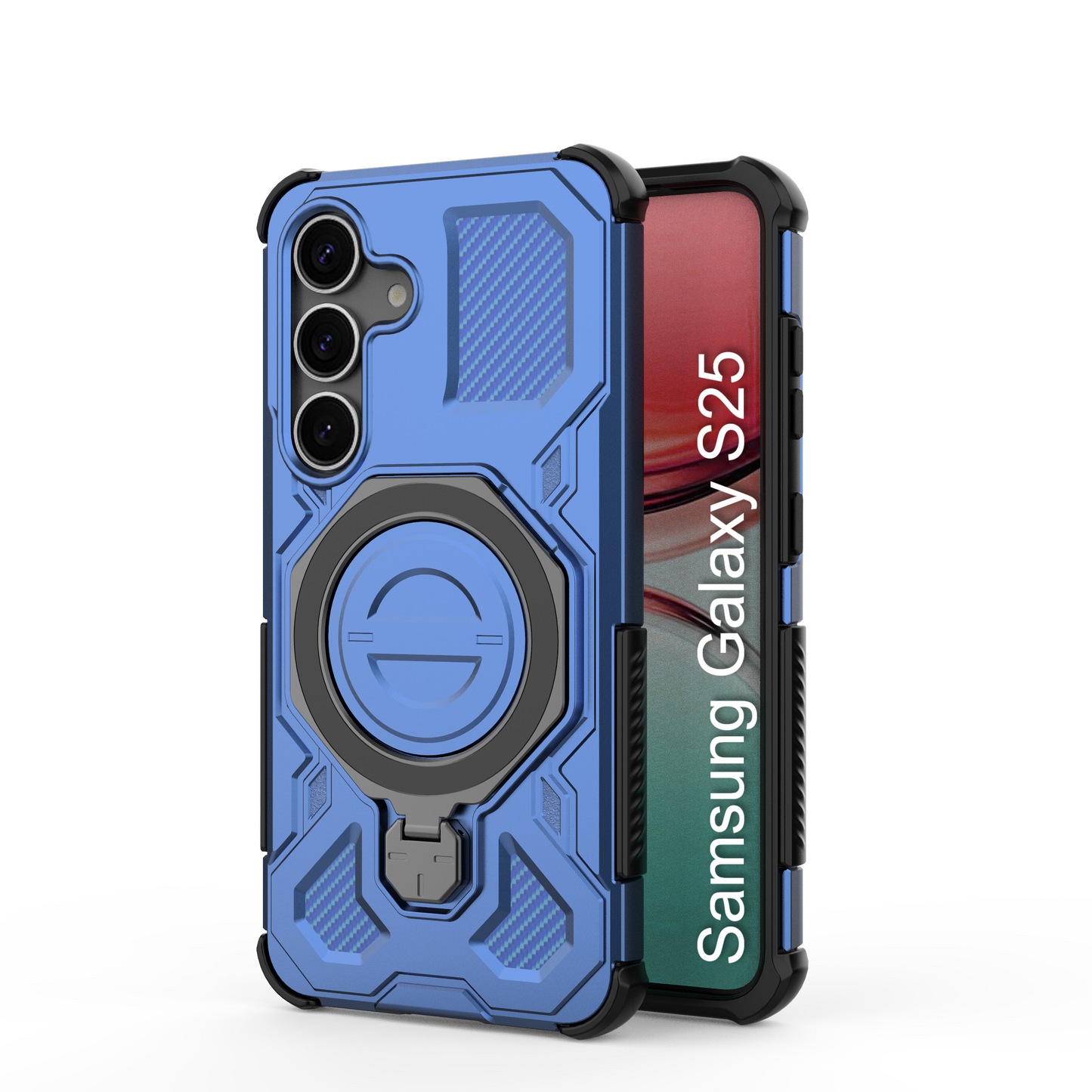 LuxuryKase Armour Ring Stand Case | 360° Rotating Kickstand | Heavy Duty Protection | Rugged Hybrid TPU+PC Design | Camera Protection | MagSafe Compatible For iPhone & Samsung Series