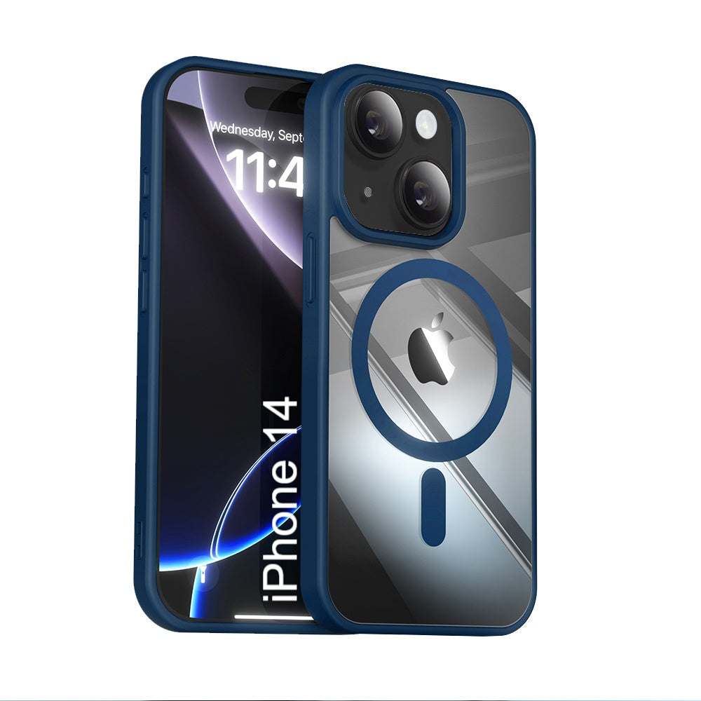 LuxuryKase Mag-Safe Compatible Transparent Back Case with Shockproof Bumper | Raised Camera Protection | Slim Fit Design | Wireless Charging Support For iPhone & Samsung Series