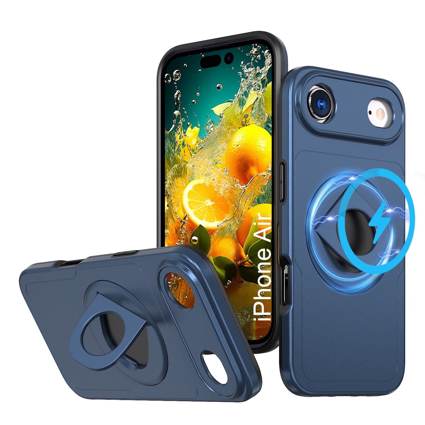 LuxuryKase Shockproof Rugged Back Cover | Heavy Duty Armor Case with MagSafe Compatible 360° Ring Holder | Finger Ring Kickstand | Drop Protection For iPhone & Samsung Series