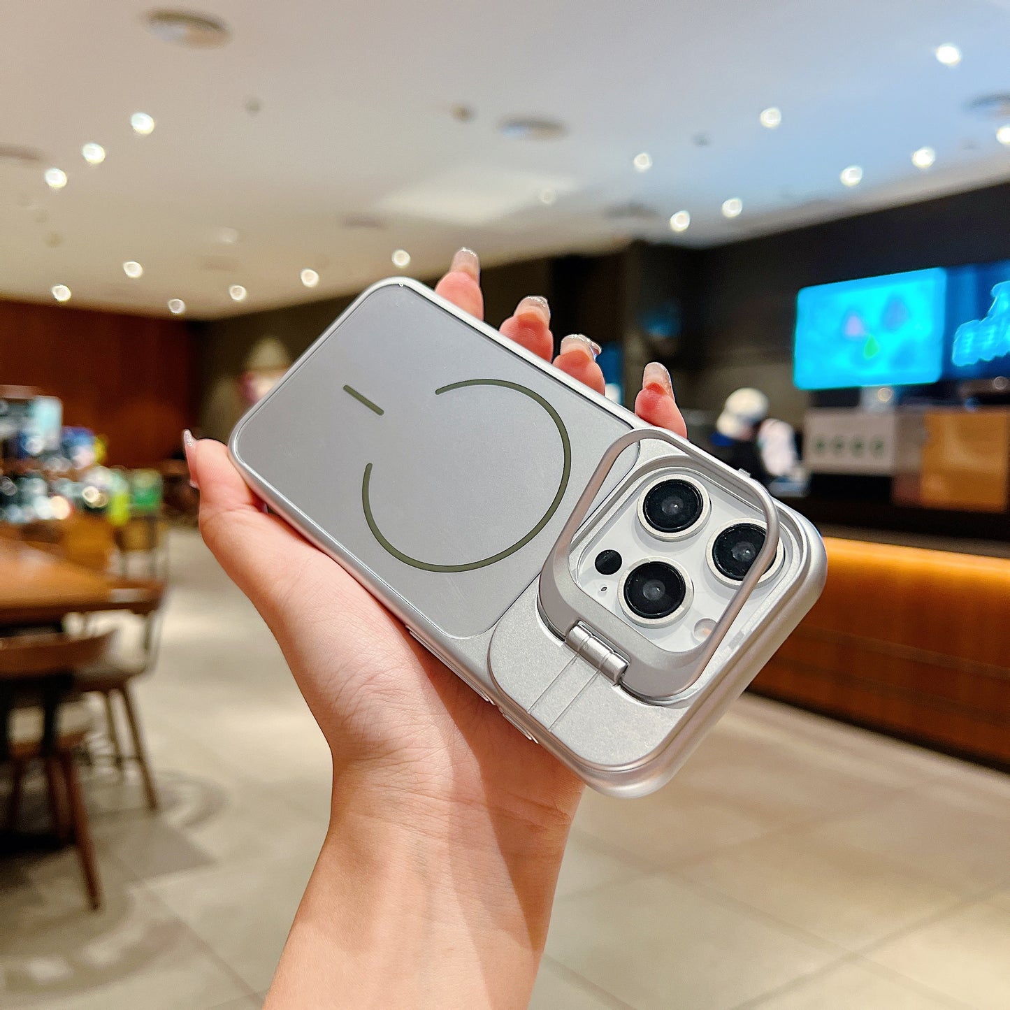 LuxuryKase Premium Glass Case | Built-in Camera Stand | Hard PC & Glass | MagSafe Compatible | Raised Edges for Camera & Screen Protection | Shockproof Design For iPhone