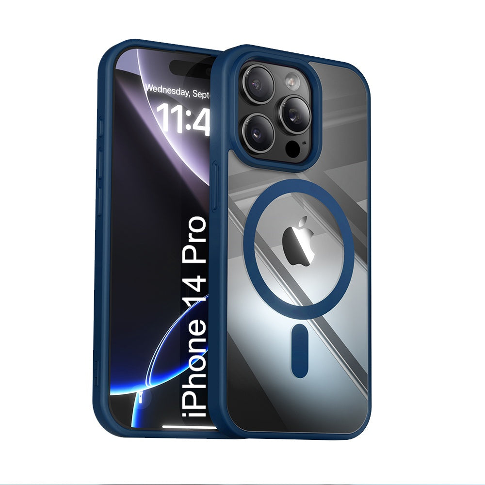 LuxuryKase Mag-Safe Compatible Transparent Back Case with Shockproof Bumper | Raised Camera Protection | Slim Fit Design | Wireless Charging Support For iPhone & Samsung Series