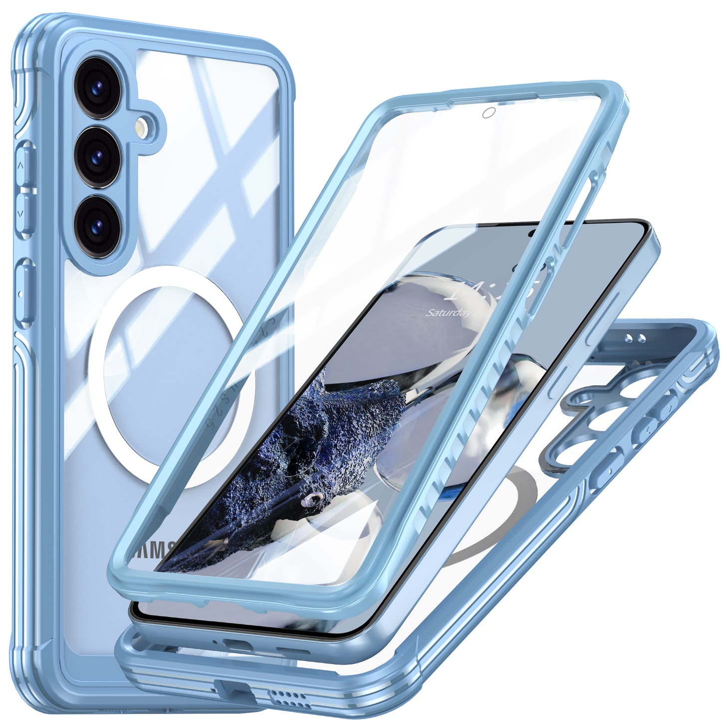 LuxuryKase Shockproof Front & Back Cover with Full Body Protection | Strong Grip | Camera & Screen Guard | Wireless Charging Support | Durable TPU+PC Design Cover For iPhone & Samsung Series