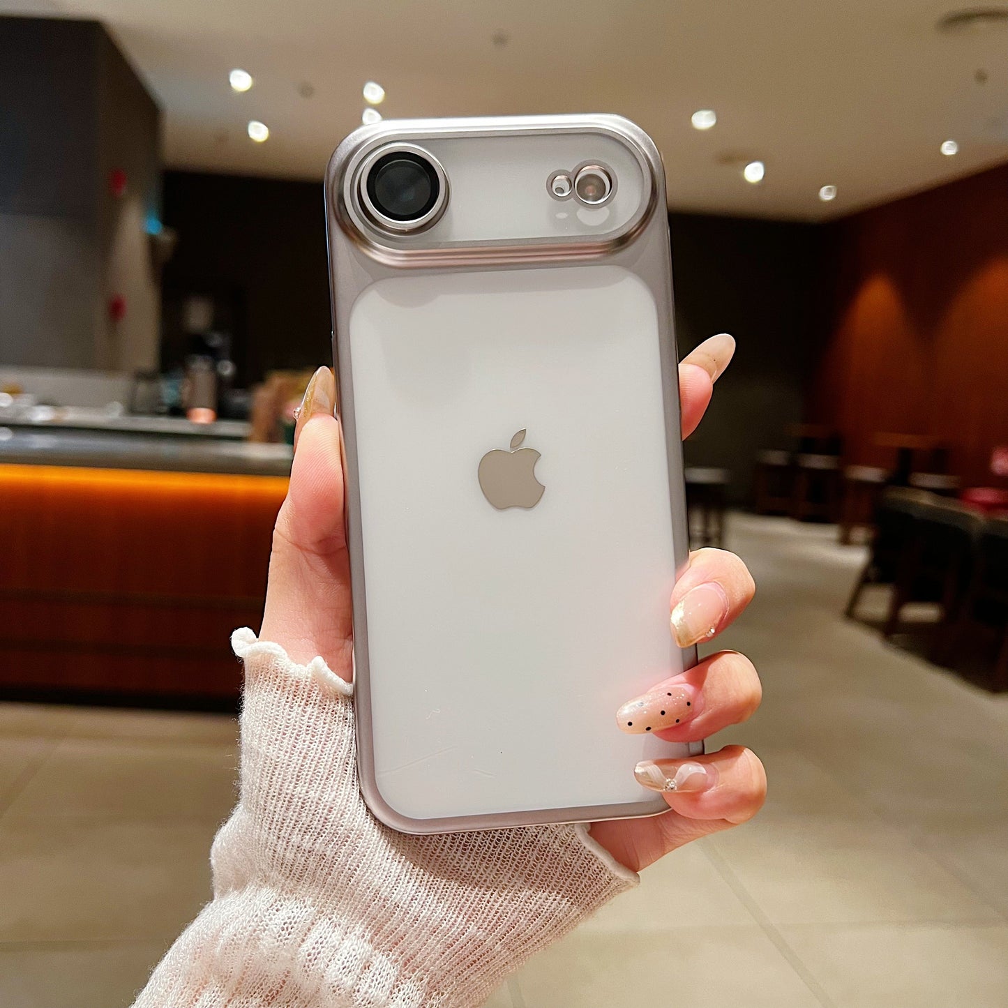 LuxuryKase Hybrid Frosted Clear Case | Matte Hard Back Cover | Metallic Frame | Shockproof Slim Design | Anti-Fingerprint | In-Built Camera Lens Protection For iPhone