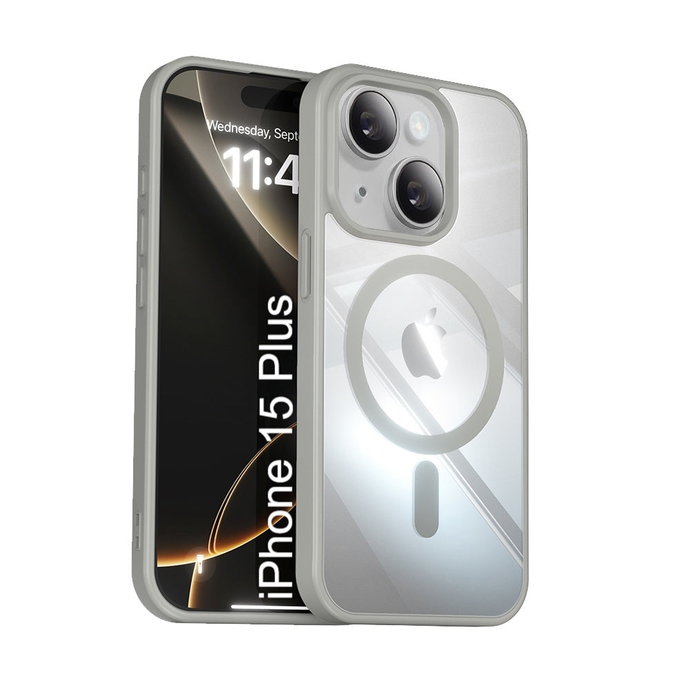LuxuryKase Mag-Safe Compatible Transparent Back Case with Shockproof Bumper | Raised Camera Protection | Slim Fit Design | Wireless Charging Support For iPhone & Samsung Series