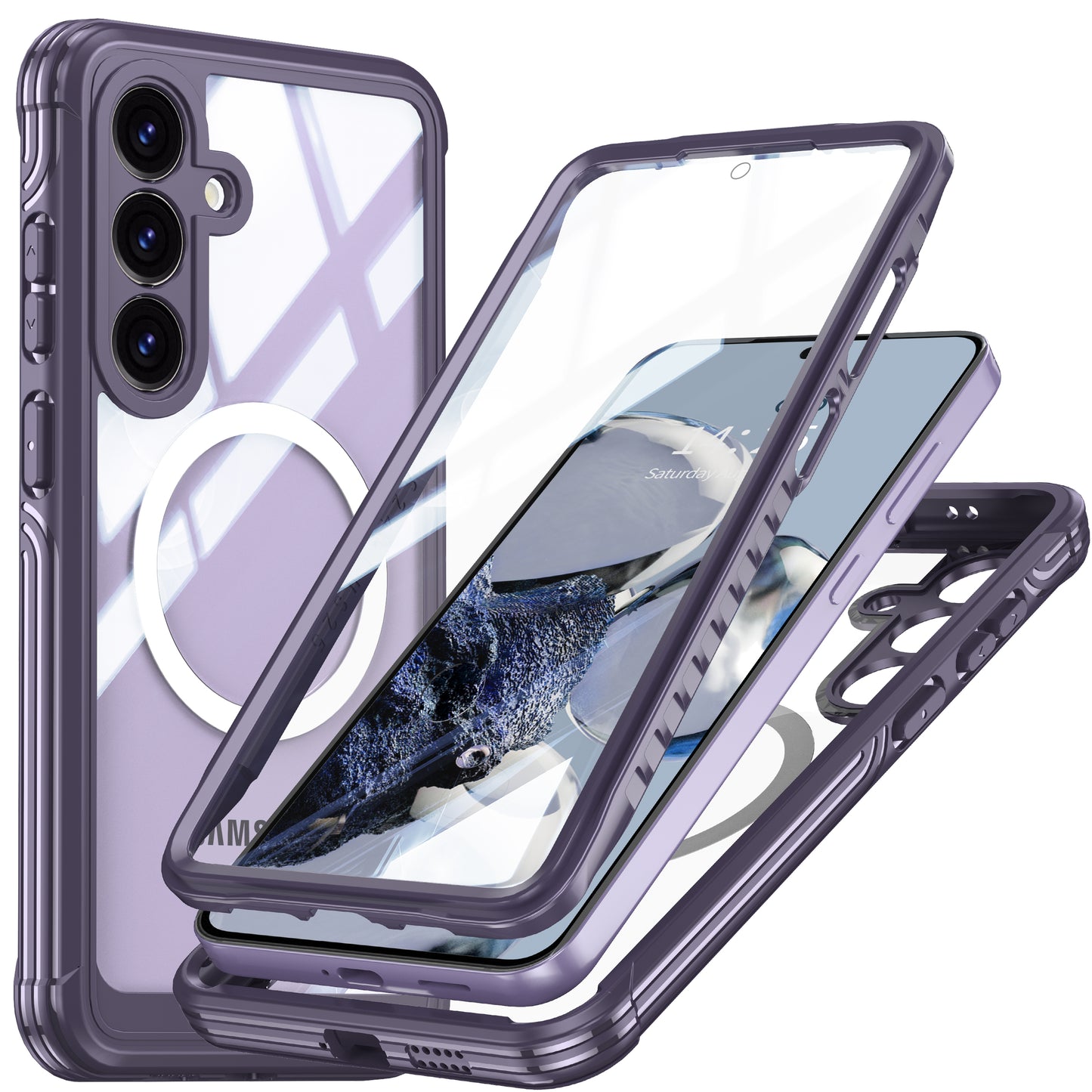 LuxuryKase Shockproof Front & Back Cover with Full Body Protection | Strong Grip | Camera & Screen Guard | Wireless Charging Support | Durable TPU+PC Design Cover For iPhone & Samsung Series