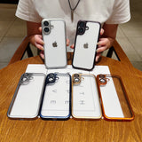 LuxuryKase Hybrid Frosted Clear Case | Matte Hard Back Cover | Metallic Frame | Shockproof Slim Design | Anti-Fingerprint | In-Built Camera Lens Protection For iPhone