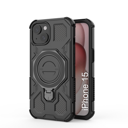 LuxuryKase Armour Ring Stand Case | 360° Rotating Kickstand | Heavy Duty Protection | Rugged Hybrid TPU+PC Design | Camera Protection | MagSafe Compatible For iPhone & Samsung Series