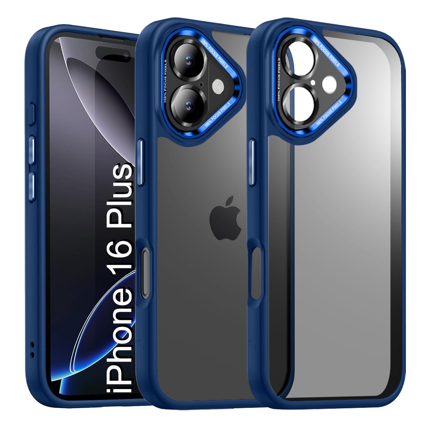 LuxuryKase Shockproof Transparent Back Cover Case | Anti-Scratch Hard PC Back | Soft TPU Bumper | Camera Protection | Slim Fit Design Case For iPhone 16 & 16 Plus