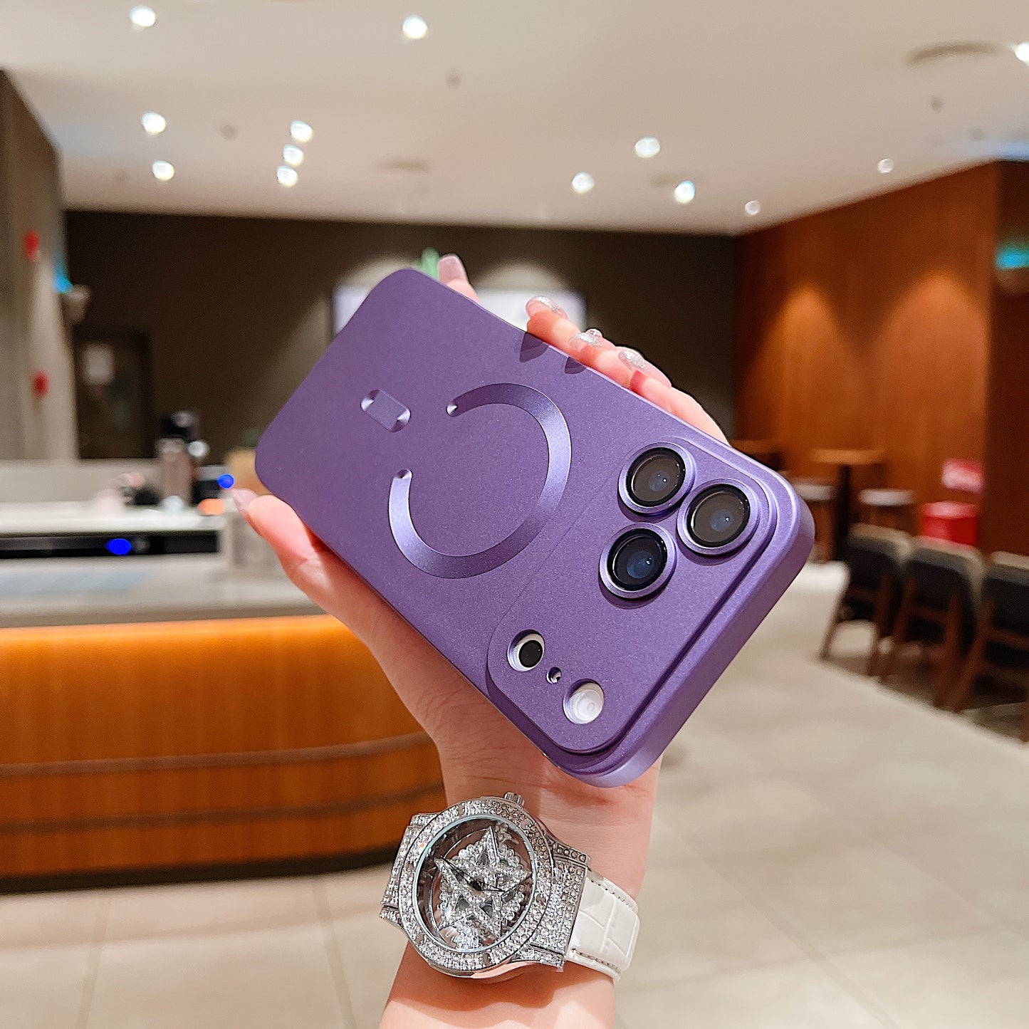 LuxuryKase LK022 Compatible Mag-Safe Magnetic Wireless Charging Matte Shockproof Silicone Case With Lens Protector Glass For iPhone