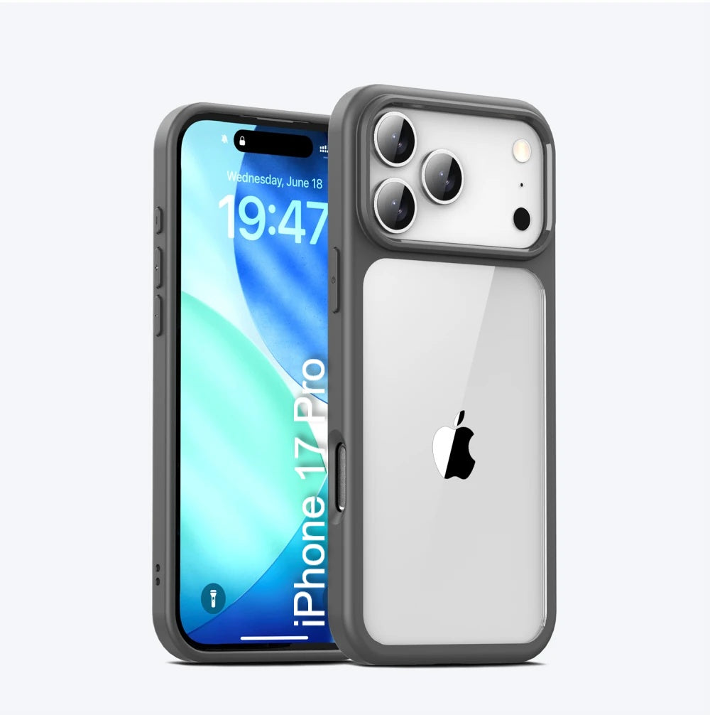 LuxuryKase Hybrid Transparent Shockproof Case | Reinforced Airbag Corners | Soft TPU Frame | Clear Hard PC Back | Anti-Yellowing | Slim Bumper Cover For iPhone
