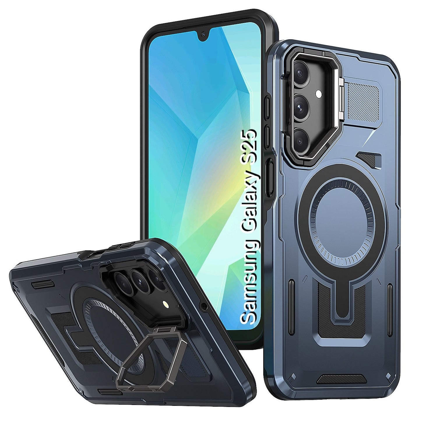 LuxuryKase Rugged Shockproof Magnetic Case with Kickstand | Dual Layer TPU+PC Protection | Mag-Safe Compatible | Camera Guard | Extreme Drop Resistance For Samsung Series