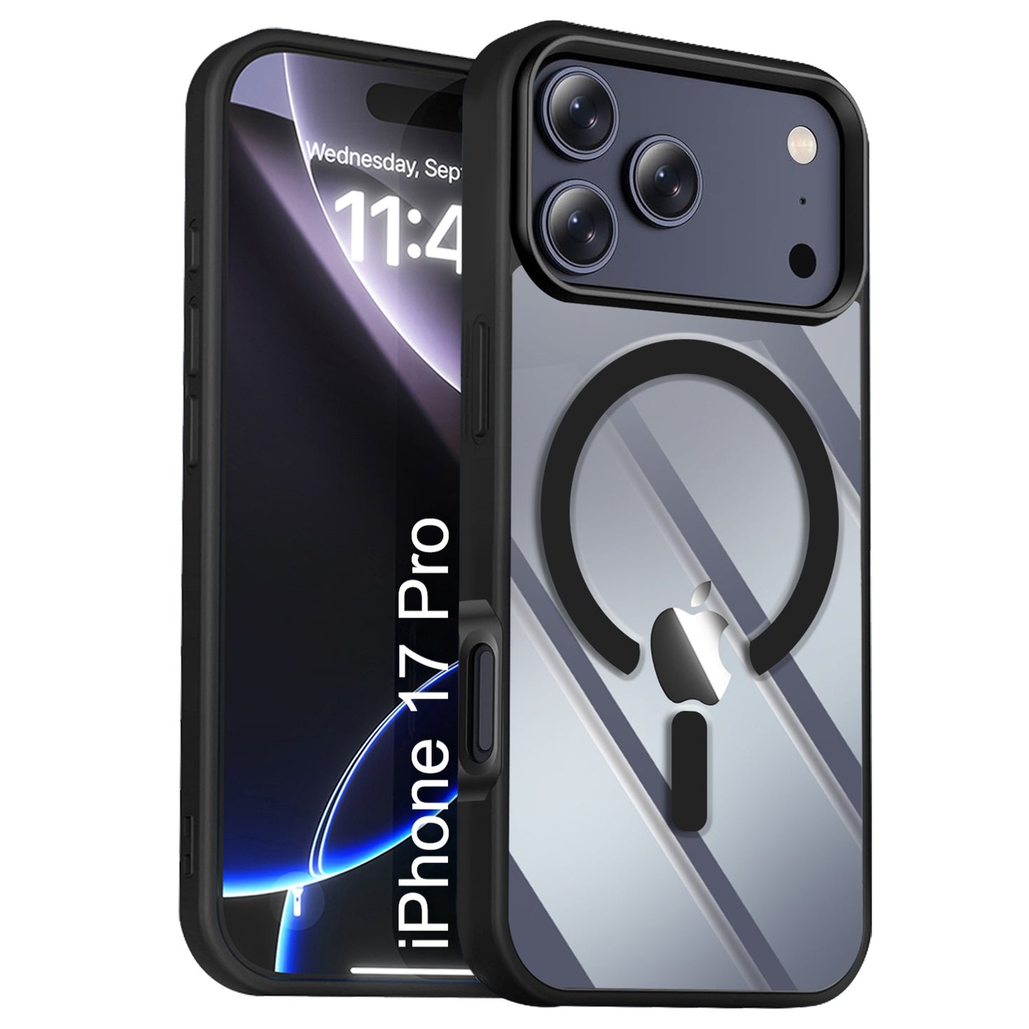 LuxuryKase Mag-Safe Compatible Transparent Back Case with Shockproof Bumper | Raised Camera Protection | Slim Fit Design | Wireless Charging Support For iPhone & Samsung Series