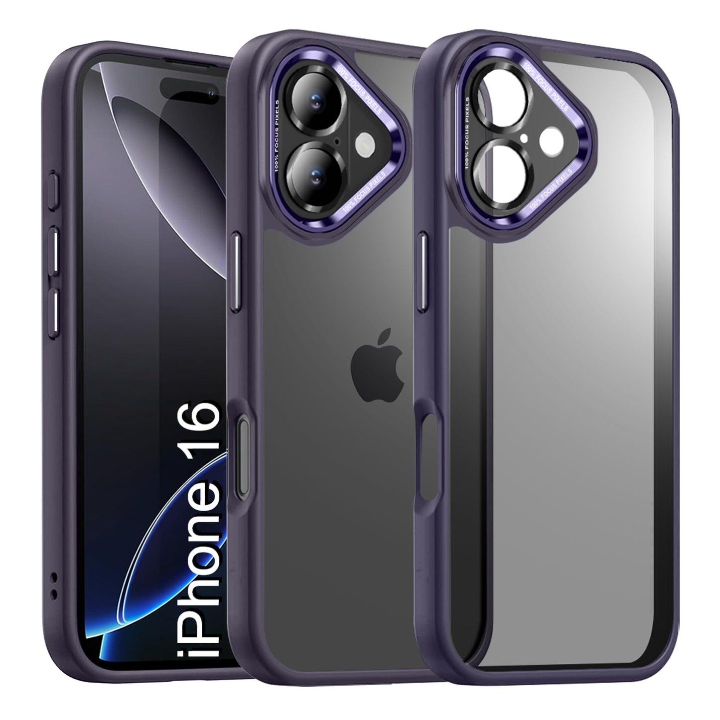 LuxuryKase Shockproof Transparent Back Cover Case | Anti-Scratch Hard PC Back | Soft TPU Bumper | Camera Protection | Slim Fit Design Case For iPhone 16 & 16 Plus