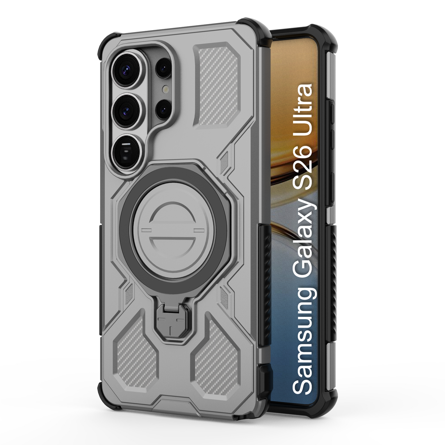 LuxuryKase Armour Ring Stand Case | 360° Rotating Kickstand | Heavy Duty Protection | Rugged Hybrid TPU+PC Design | Camera Protection | MagSafe Compatible For iPhone & Samsung Series