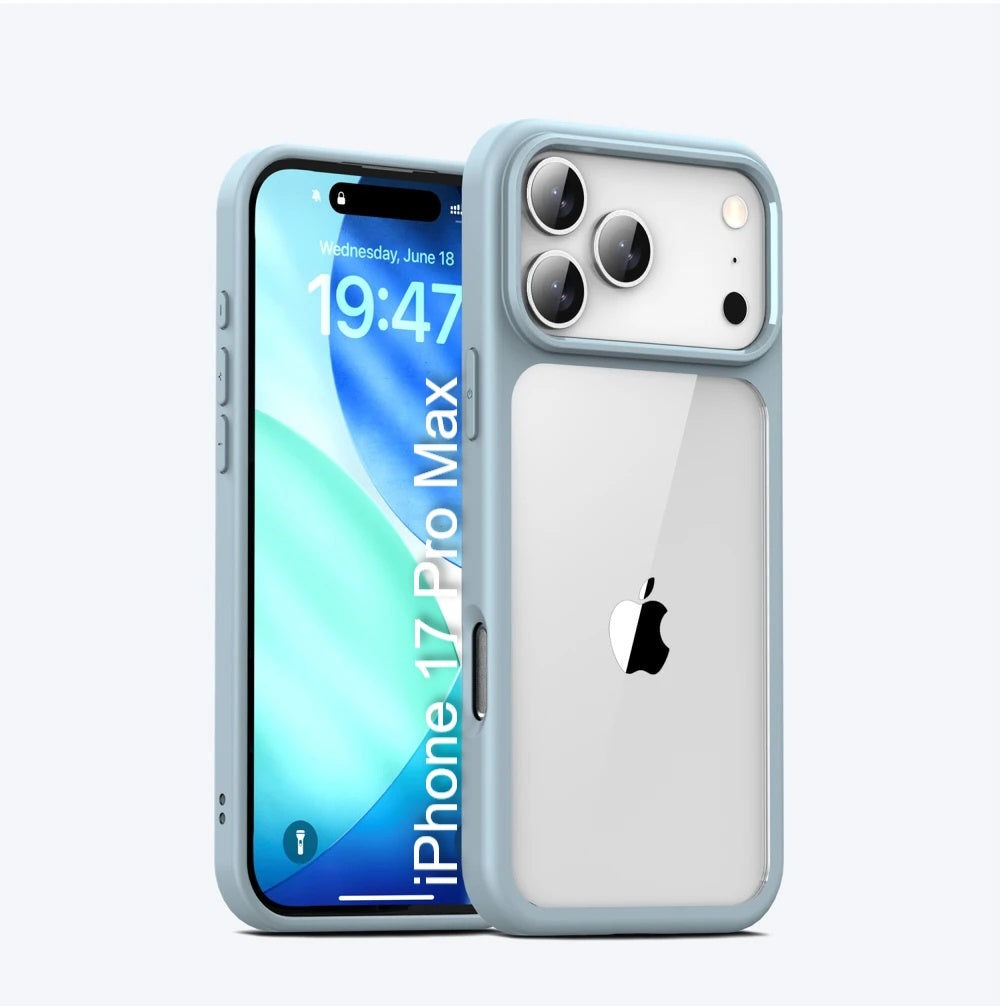 LuxuryKase Hybrid Transparent Shockproof Case | Reinforced Airbag Corners | Soft TPU Frame | Clear Hard PC Back | Anti-Yellowing | Slim Bumper Cover For iPhone