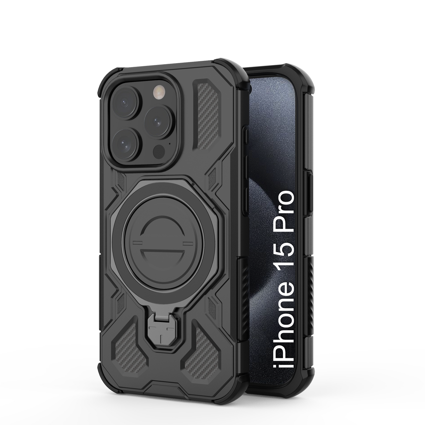 LuxuryKase Armour Ring Stand Case | 360° Rotating Kickstand | Heavy Duty Protection | Rugged Hybrid TPU+PC Design | Camera Protection | MagSafe Compatible For iPhone & Samsung Series