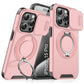 LuxuryKase Shockproof Magnetic Case with Slide Camera Cover | 360° Rotating Ring Kickstand | Mag-Safe Compatible | Rugged Armor Protection For iPhone Series