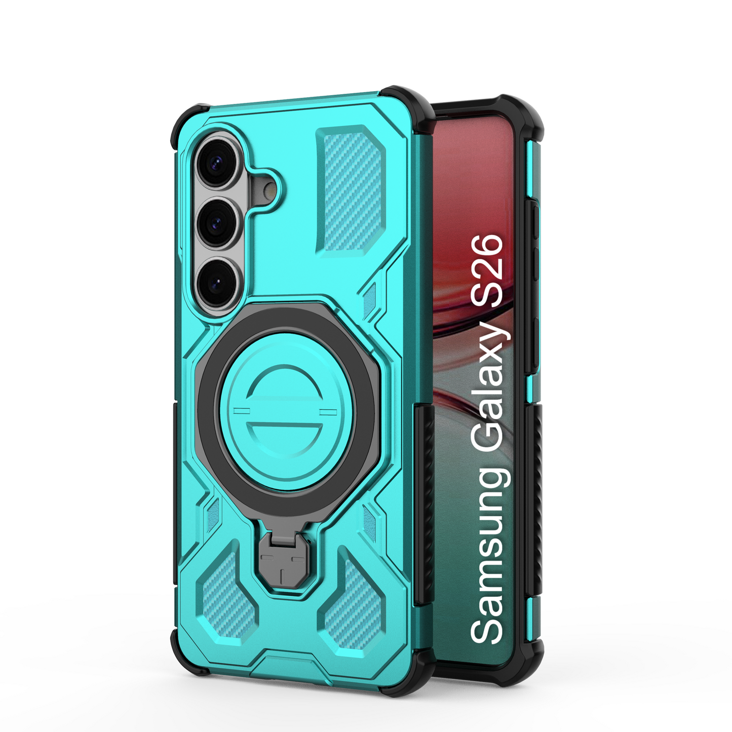 LuxuryKase Armour Ring Stand Case | 360° Rotating Kickstand | Heavy Duty Protection | Rugged Hybrid TPU+PC Design | Camera Protection | MagSafe Compatible For iPhone & Samsung Series