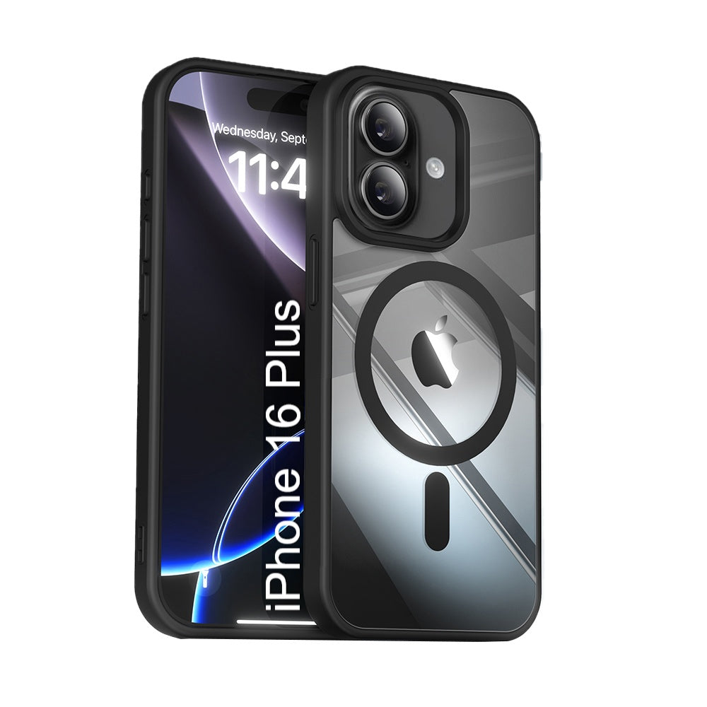 LuxuryKase Mag-Safe Compatible Transparent Back Case with Shockproof Bumper | Raised Camera Protection | Slim Fit Design | Wireless Charging Support For iPhone & Samsung Series