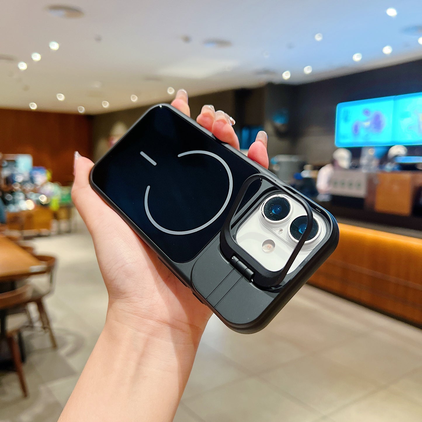 LuxuryKase Premium Glass Case | Built-in Camera Stand | Hard PC & Glass | MagSafe Compatible | Raised Edges for Camera & Screen Protection | Shockproof Design For iPhone