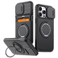 LuxuryKase Magnetic Card Holder Back Cover | Slide Camera Cover Protection | 360° Rotating & 120° Adjustable Kickstand | Shockproof Hard PC Back + Soft TPU Bumper For iPhone & Samsung Series