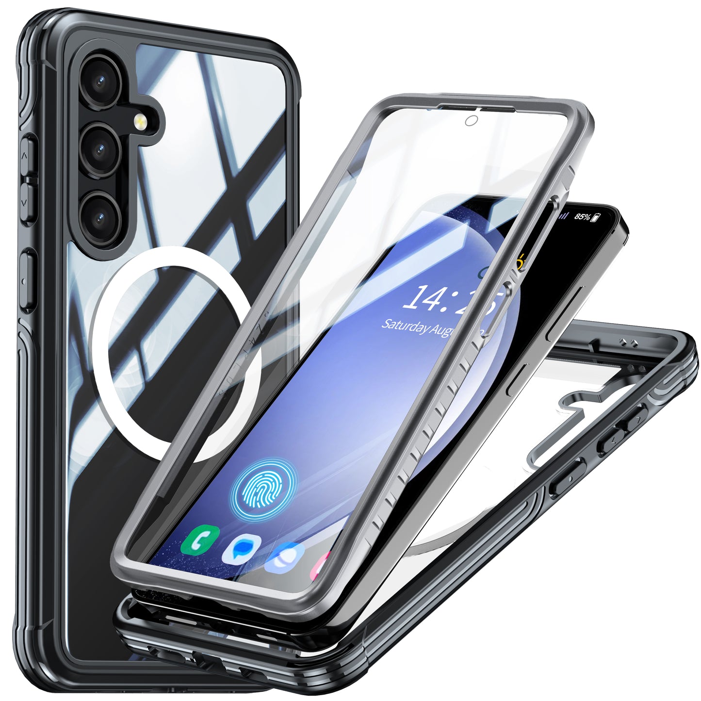 LuxuryKase Shockproof Front & Back Cover with Full Body Protection | Strong Grip | Camera & Screen Guard | Wireless Charging Support | Durable TPU+PC Design Cover For iPhone & Samsung Series