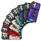 LuxuryKase Shockproof Armor Case | Slide Camera Cover | Hidden Card Slot | Rotating Ring Kickstand | Magnetic Car Mount Support | Military Grade Protection For iPhone & Samsung