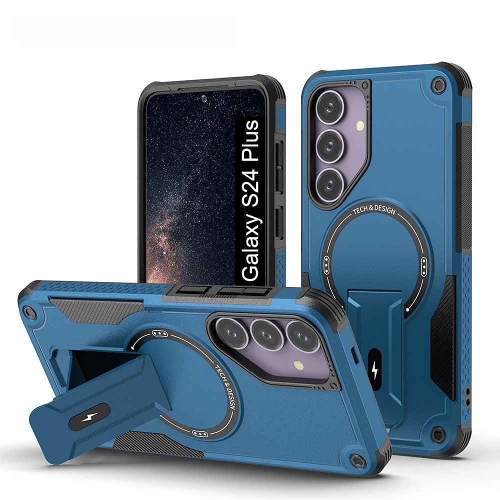 US LITE Back Cover with Portable Kickstand | Mag-Safe Compatible Magnetic Case | Shockproof Military Grade Protection | Rugged Armor Design Phone Cover For iPhone & Samsung